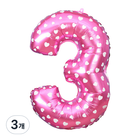파티복닷컴 32인치 별 숫자풍선 핑크, 3, 3개