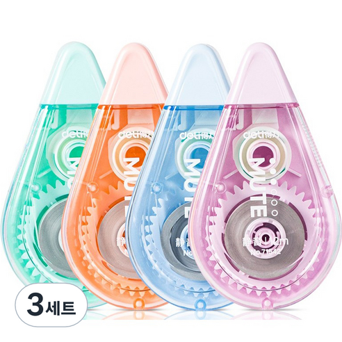 델리 저소음 수정테이프 4종 세트 71542, 핑크, 블루, 오렌지, 그린, 3세트