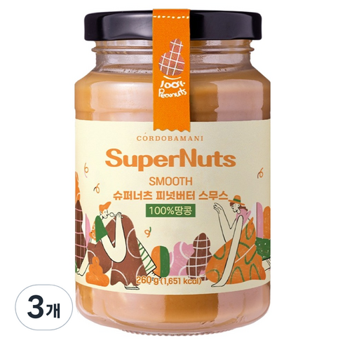 슈퍼너츠 피넛버터 스무스, 260g, 3개