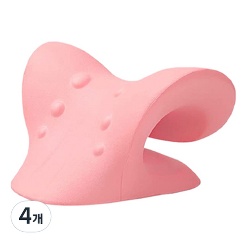 므뮤 목이편한 기능성 스트레칭 수면 C커브 낮은 목베개, 핑크, 4개