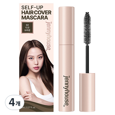 제니하우스코스메틱 셀프업 헤어 새치 커버 마스카라 8ml, 다크 브라운, 4개