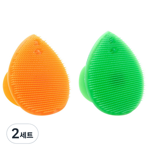 피부사랑 실리콘 클렌징 패드 2p 세트, 오렌지, 그린, 2세트