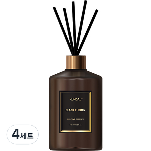쿤달 퍼퓸 디퓨저 500ml + 섬유스틱 5p 세트, 블랙체리향, 4세트