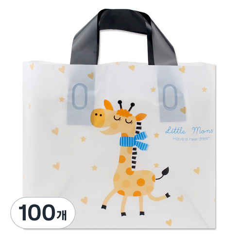 아이엔피 LDPE 손잡이 비닐백 소 30 x 20 cm, 10 큐티기린, 100개
