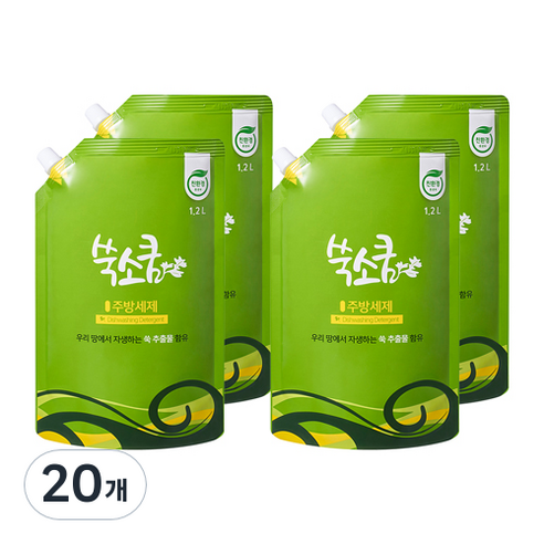쑥소쿰 쑥 친환경 주방세제 1.2L, 20개