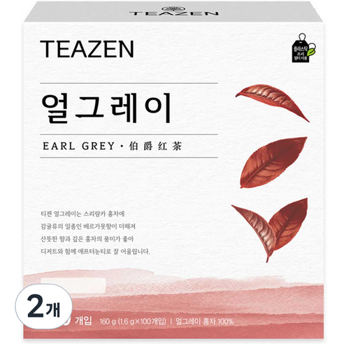 티젠 얼그레이 홍차, 1.6g, 100개입, 2개