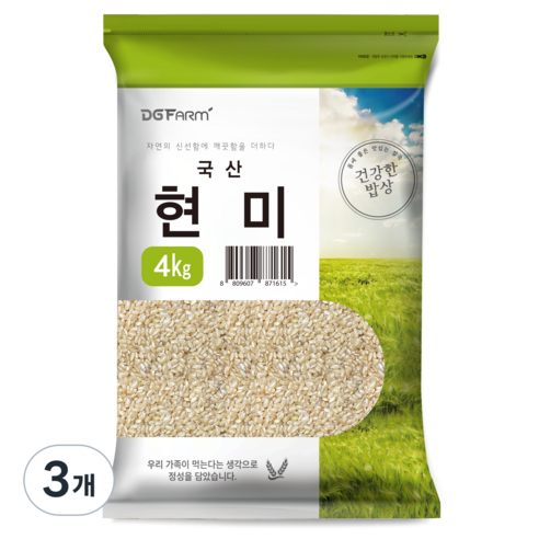 건강한밥상 국산 현미, 4kg, 3개