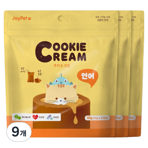 조이펫 고양이 쿠키 앤 크림 간식, 연어, 60g, 9개
