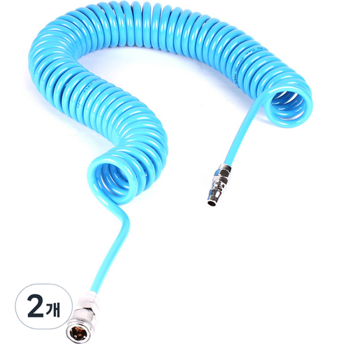 코리아뉴메틱 PU 우레탄 코일호스 청색 12mm x 8mm x 10m, 2개