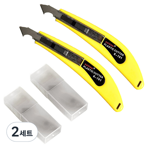 모나코올리브 아크릴 커터 컷팅 칼 2p + 기본칼날 6p + 추가칼날 20p 세트, 노랑(칼), 2세트