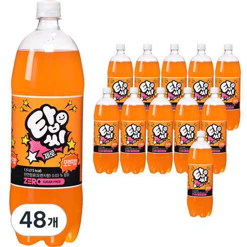 탑씨 제로 오렌지 탄산음료, 1.5L, 48개