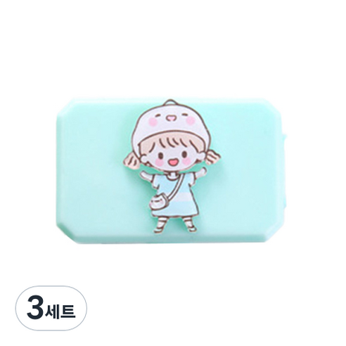 귀여운 캐릭터 아크릴 휴대용 컴팩트 렌즈통 케이스 세트, 10, 3세트