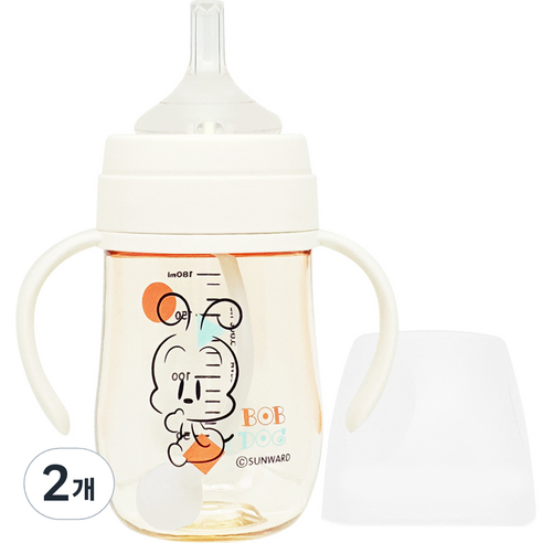 밥독 PPSU 베베쪽쪽 빨대컵 180ml, 크림화이트, 2개