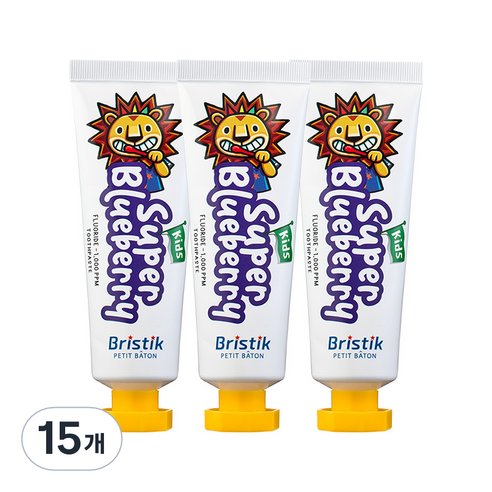 브리스틱 어린이 불소 1000 치약 블루베리향, 50g, 15개