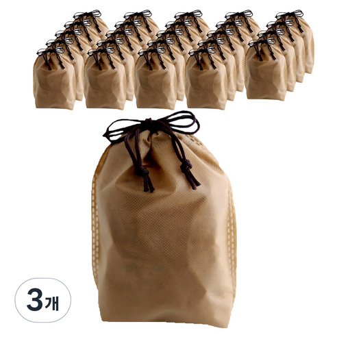 부직포 복주머니 더스트백 16 x 25 cm 25p, 카라멜, 3개