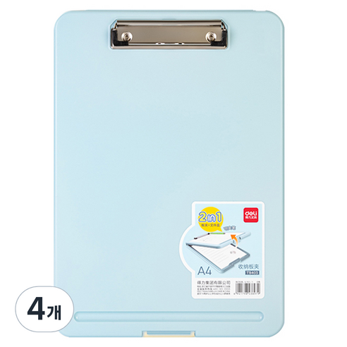델리 파스텔 클립보드 멀티 파일 케이스 TB403, 랜덤발송, 4개
