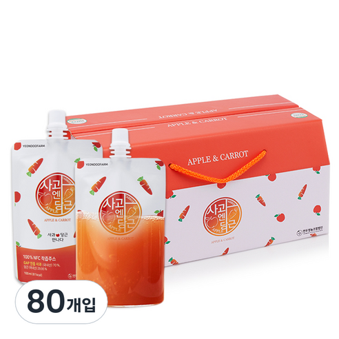 영농조합법인연두 사과엔당근 즙 주스, 100ml, 80개