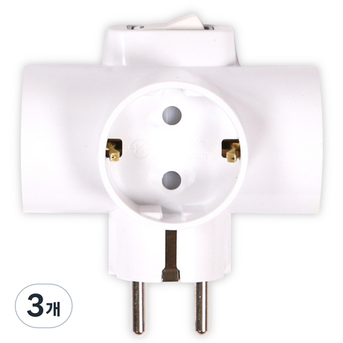써보니 두남 스위치 T자형 멀티탭 16A 3구 T-2110, 화이트, 3개, 10cm
