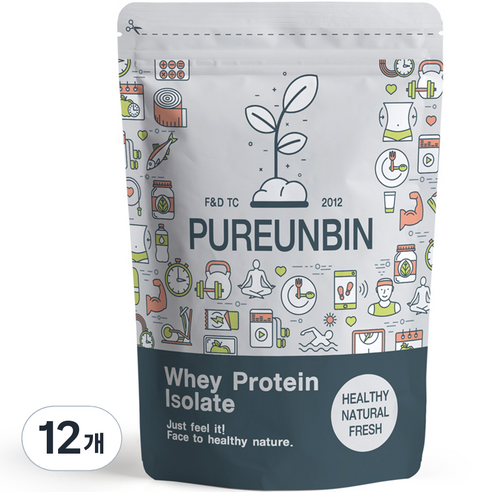 푸른빈 WPI 분리유청단백질 분말 가루, 500g, 12개