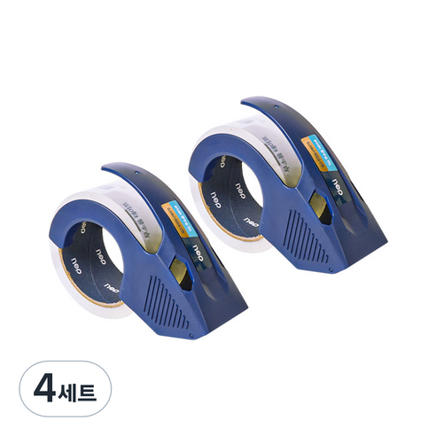델리 무소음 안전칼날 테이프 커터기 2p + 박스테이프 48mmx40m 2p, 투명, 4세트