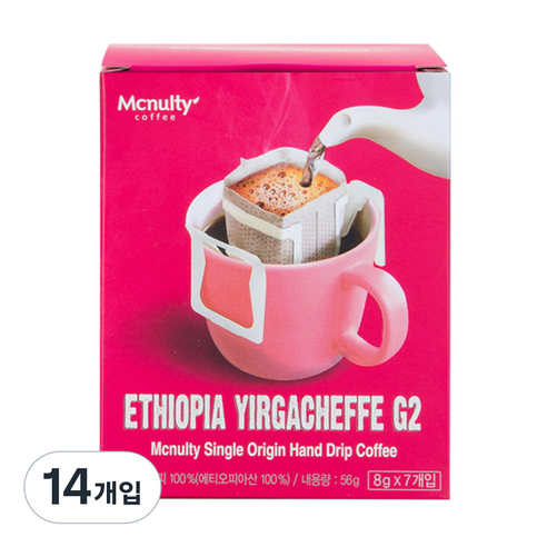 맥널티 에티오피아 예가체프 G2 핸드드립 원두커피, 8g, 7개입, 2개