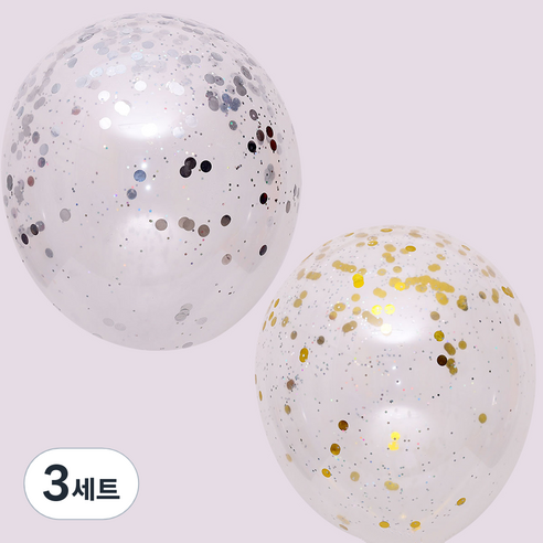 컨페티벌룬 스타링 30cm 골드 10p + 실버 10p 세트, 혼합색상, 3세트