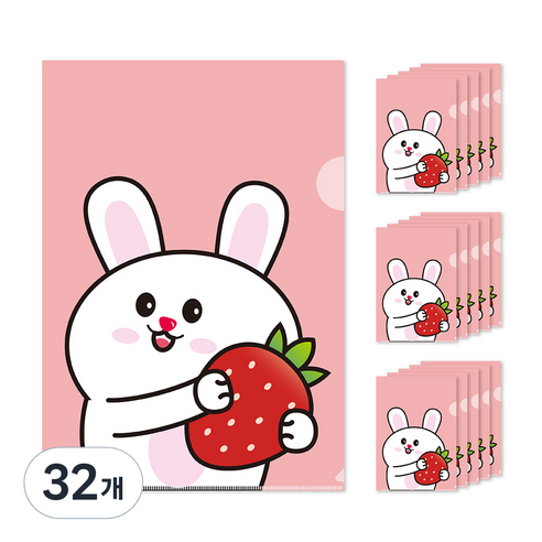 귀여운 디자인 L자홀더파일, 토끼, 32개