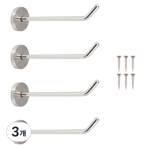 철물대장 스텐 돌출 벽옷걸이 150mm x 4p, 실버, 3개