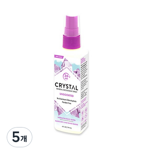 크리스탈 미네랄 바디 데오드란트 스프레이 무향, 118ml, 5개