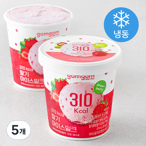 곰곰 310Kcal 딸기 아이스밀크 (냉동), 474ml, 1개입, 5개