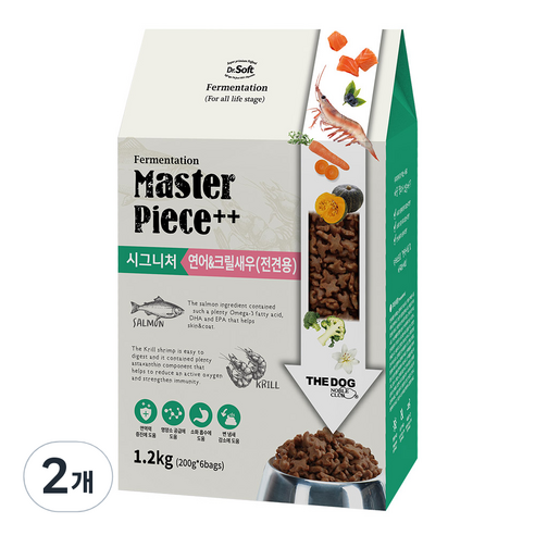 더독 닥터소프트 시그니처 습식소프트사료 명작, 연어&크릴새우, 1.2kg, 2개