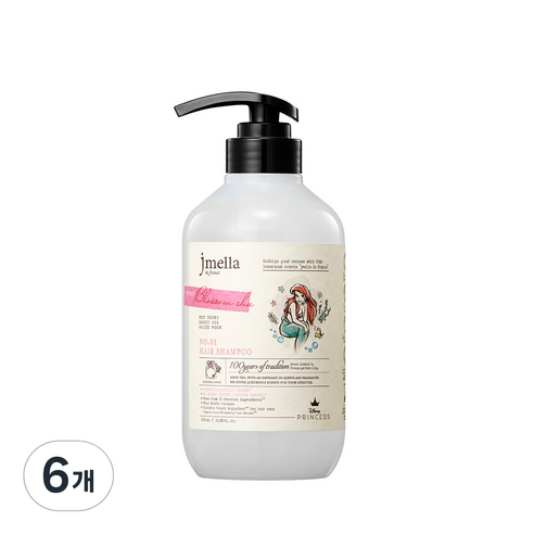 제이멜라 인 프랑스 디즈니 블러썸 츄 헤어 샴푸 플로럴 베리 향, 500ml, 6개