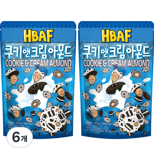 바프 쿠키앤크림 아몬드, 190g, 6개