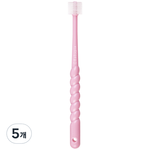 예꼬맘 360도 어린이용 칫솔 2단계, 핑크, 5개