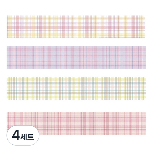 마켓A 플레이드 종이 마스킹테이프 2cm x 2m 4종 세트, TYPE3, 4세트