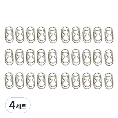 문구담 세련된 컬러 뚱클립 고양이 실버 30p, 4세트