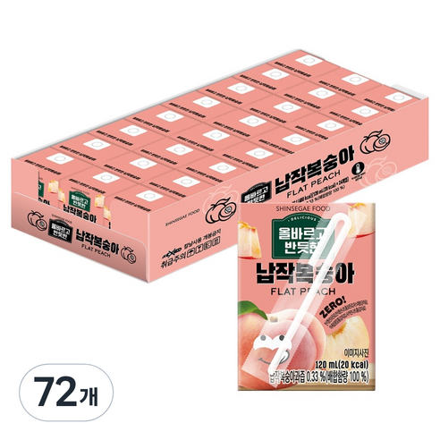 올바르고반듯한 납작복숭아, 72개, 120ml