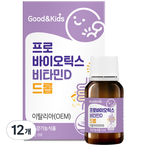 내츄럴플러스 굿앤키즈 프로바이오틱스 비타민D 드롭, 12개, 12ml
