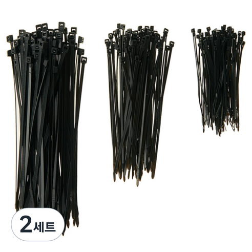 코멧 홈 고강도 PA66 케이블타이 대 100개 + 중 100개 + 소 100개, 블랙, 2세트