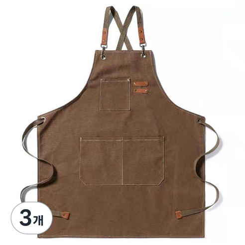 금깨비 바리스타 앞치마, 브라운, 3개