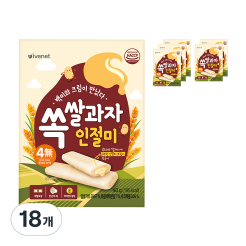 아이배냇 쏙 쌀과자 인절미 40g, 18개