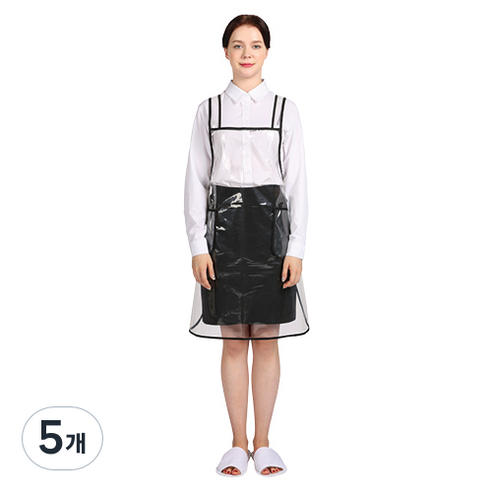 웰프런 우레탄 방수앞치마 검정파이핑 소, 투명, 5개