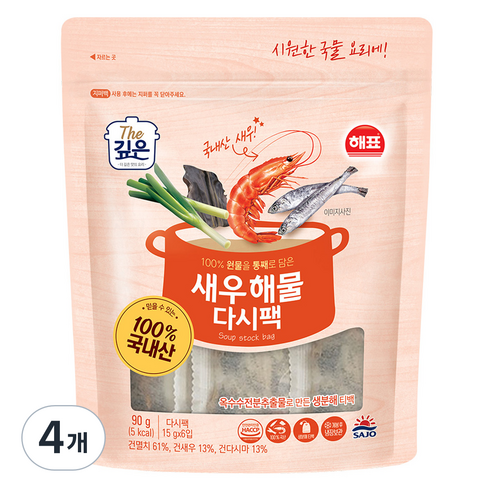 해표 새우해물 다시팩, 90g, 4개