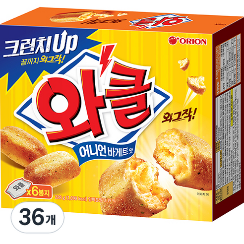 오리온 돌아온 와클 어니언바게트맛, 38g, 36개
