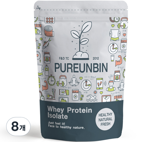 푸른빈 WPI 분리유청단백질 분말 가루, 500g, 8개