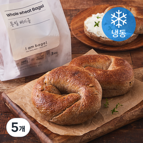 아이엠베이글 통밀 베이글 3개입 (냉동), 360g, 5개
