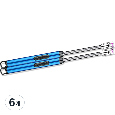 노바리빙 플렉시블 USB 충전식 플라즈마 라이터, 블루, 6개