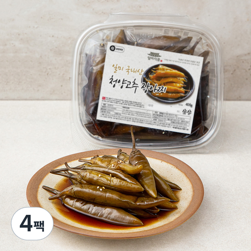 일미 국내산 청양고추 장아찌, 400g, 4팩
