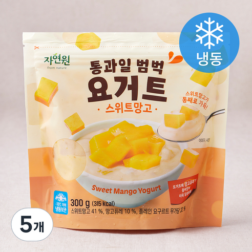 자연원 통과일 범벅 요거트 스위트망고 (냉동), 300g, 5개