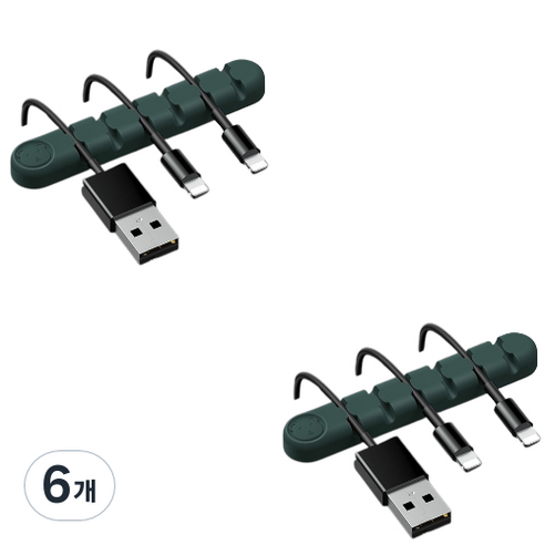 유니버스팩토리 usb 선정리소품 컬러곰 6구, 초록, 6개